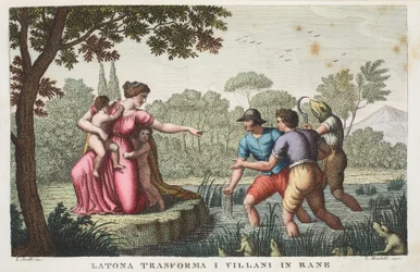 Lycian Rustics into Frogs or Latona transforms the Villagers into Frogs, Book VI, illustration from Ovid